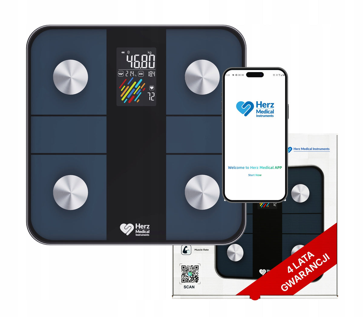 Inteligentna waga łazienkowa Bluetooth – czarna